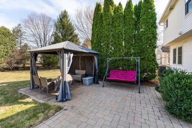 view of patio / terrace featuring a gazebo