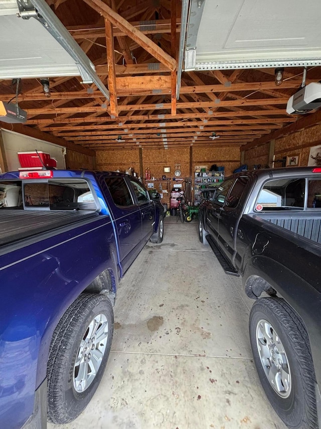 garage with a garage door opener