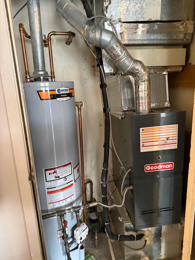 utility room with water heater