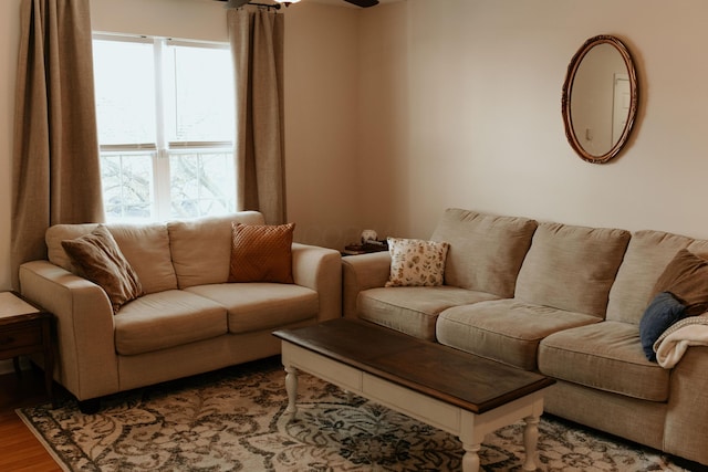 living area with wood finished floors