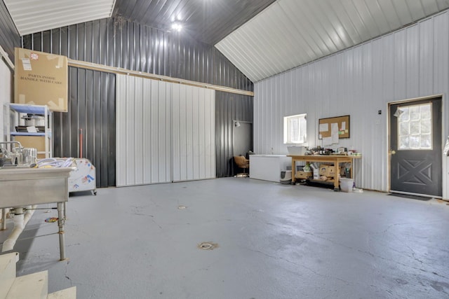 garage featuring metal wall