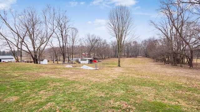 view of yard with an outbuilding