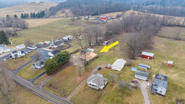 aerial view featuring a rural view