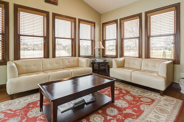 6884 Ballantrae Pl, Dublin, OH 43016 - living area with lofted ceiling and wood finished floors