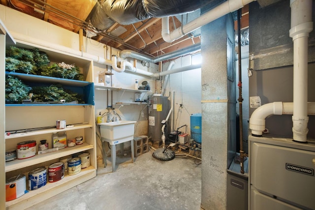 unfinished below grade area with electric water heater