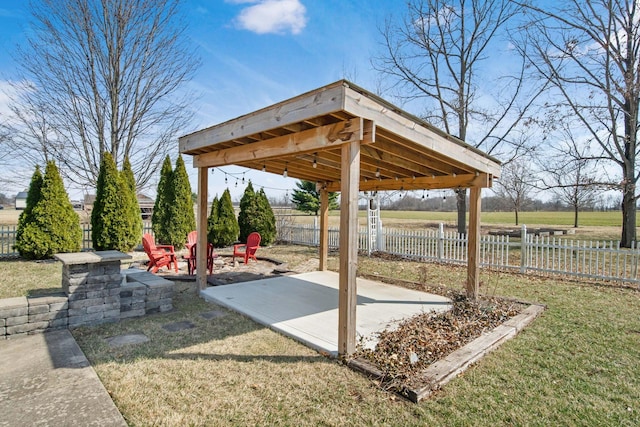 view of patio with a gazebo and a fenced backyard