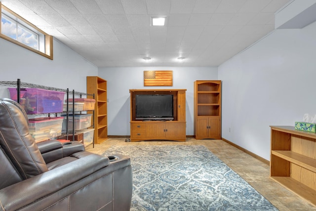 living area with baseboards