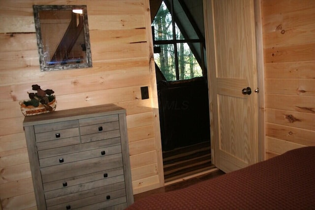 interior space with wooden walls