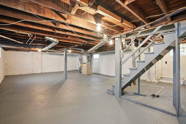 51 Hayden Ave, Columbus, OH 43222 - below grade area with heating unit and stairway