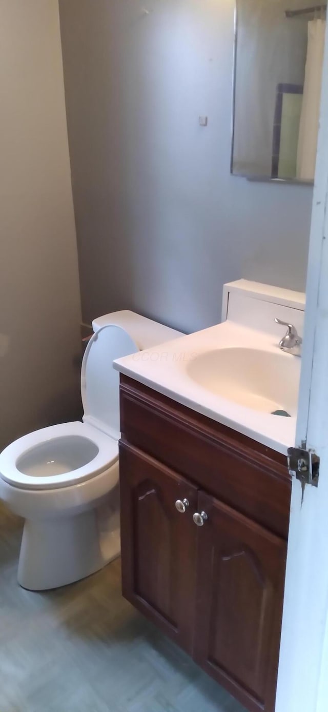 bathroom with toilet and vanity