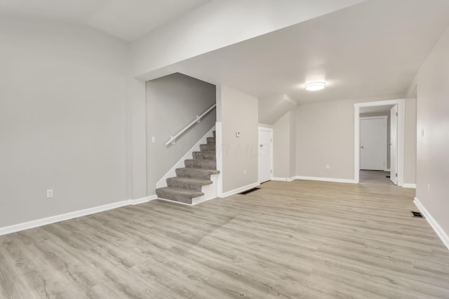 681 Stewart Ave, Columbus, OH 43206 - interior space with visible vents, light wood-type flooring, stairway, and baseboards