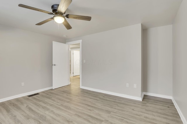 681 Stewart Ave, Columbus, OH 43206 - spare room with light wood-style floors, baseboards, a ceiling fan, and visible vents