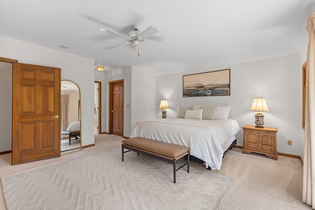 1299 Stratford Woods Dr, Newark, OH 43055 - bedroom featuring light carpet, baseboards, and a ceiling fan