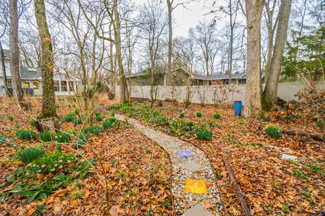 view of yard with fence
