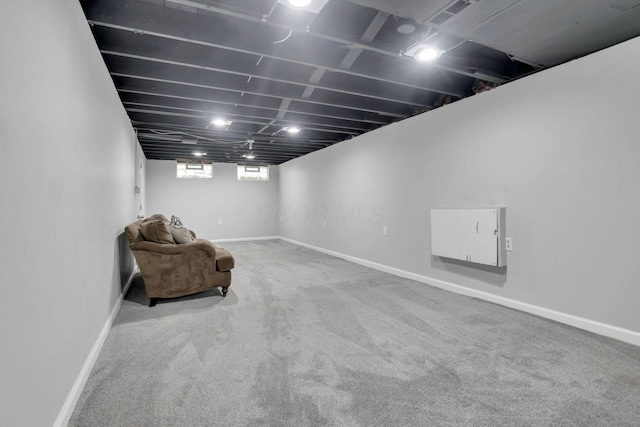 1333 Carolyn Ave, Columbus, OH 43224 - below grade area with visible vents, baseboards, and carpet flooring