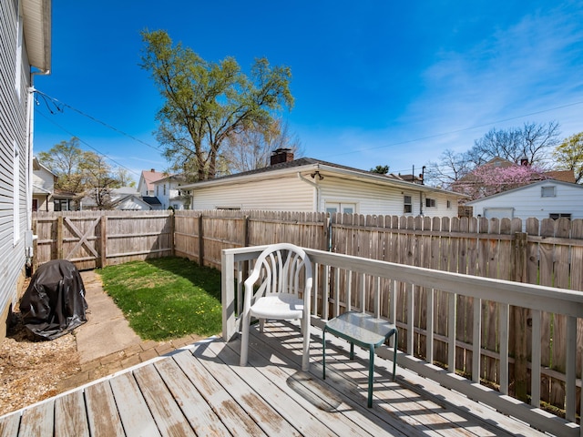 deck featuring a fenced backyard
