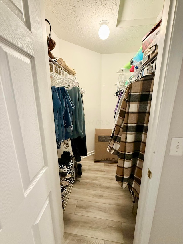 walk in closet featuring light wood-type flooring