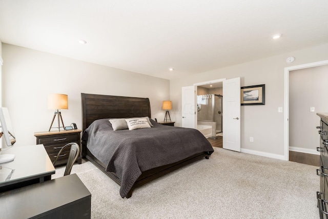 205 Partridge Ct, Pickerington, OH 43147 - carpeted bedroom featuring recessed lighting, ensuite bath, and baseboards