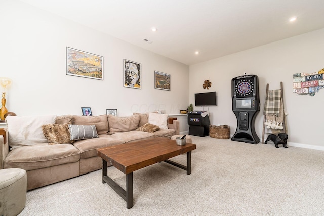 205 Partridge Ct, Pickerington, OH 43147 - living area featuring recessed lighting, carpet, visible vents, and baseboards