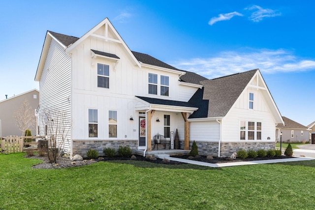205 Partridge Ct, Pickerington, OH 43147 - modern farmhouse with stone siding, board and batten siding, and a front yard