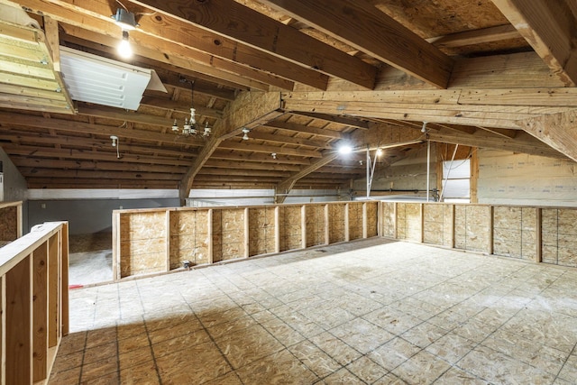 view of unfinished attic