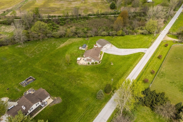drone / aerial view with a rural view