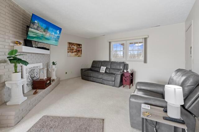 living room with carpet floors