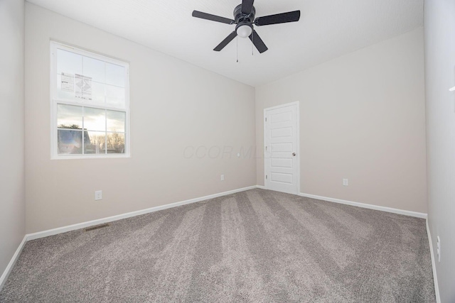 1651 Hillcrest Ave, Obetz, OH 43207 - carpeted spare room with visible vents, baseboards, and a ceiling fan