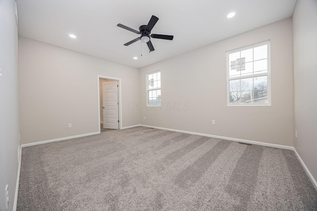 1651 Hillcrest Ave, Obetz, OH 43207 - carpeted spare room with recessed lighting, baseboards, and ceiling fan