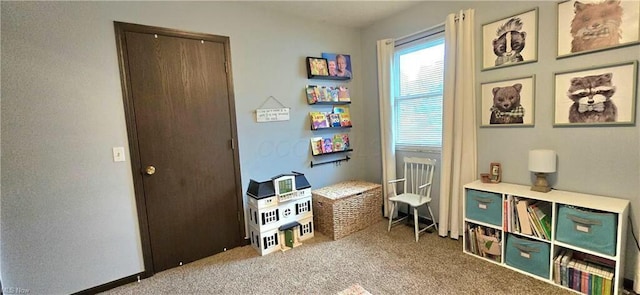 game room with carpet flooring