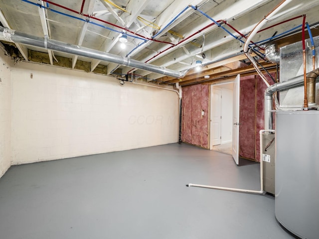 unfinished basement with water heater