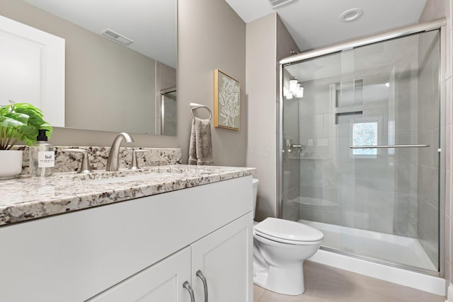 1462 Dogwood Loop, Powell, OH 43065 - bathroom featuring toilet, vanity, a shower stall, and visible vents