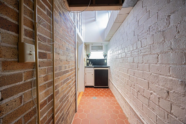 108 W Main St, Glenford, OH 43739 - corridor featuring brick wall