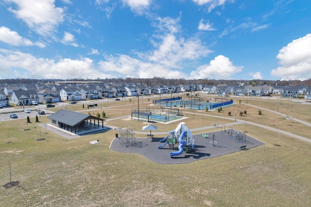 bird's eye view with a residential view