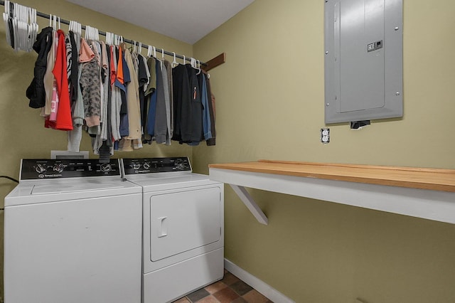19643 Big Pine Rd, Laurelville, OH 43135 - washroom with electric panel, baseboards, independent washer and dryer, and laundry area