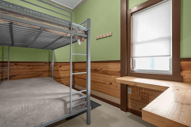 19643 Big Pine Rd, Laurelville, OH 43135 - unfurnished bedroom with a wainscoted wall and wood walls