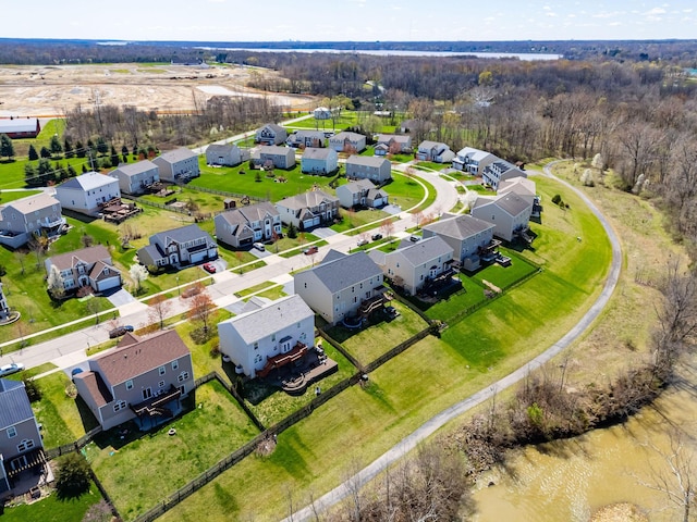 birds eye view of property with a residential view