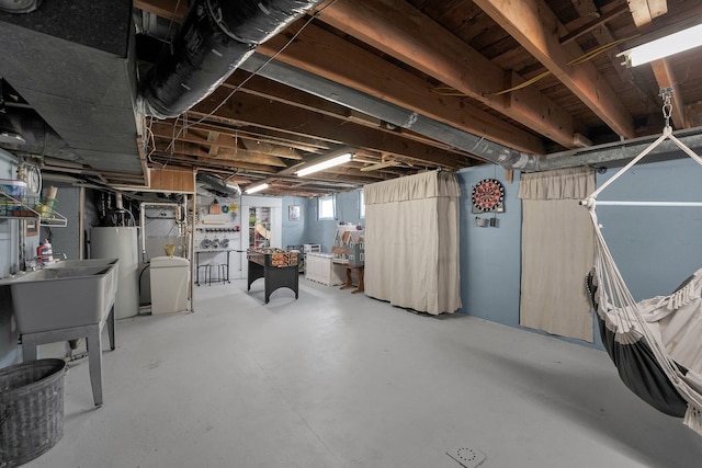 28 John St, Mount Sterling, OH 43143 - below grade area with water heater and a sink