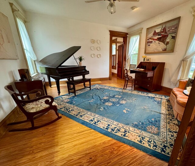 4175 Reynoldsburg Baltimore Rd NW, Baltimore, OH 43105 - sitting room with ceiling fan, baseboards, wood finished floors, and plenty of natural light
