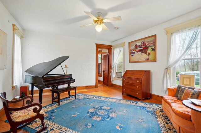 4175 Reynoldsburg Baltimore Rd NW, Baltimore, OH 43105 - living area featuring baseboards, wood finished floors, and ceiling fan
