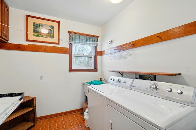 4175 Reynoldsburg Baltimore Rd NW, Baltimore, OH 43105 - washroom with light tile patterned flooring, washing machine and clothes dryer, baseboards, and laundry area