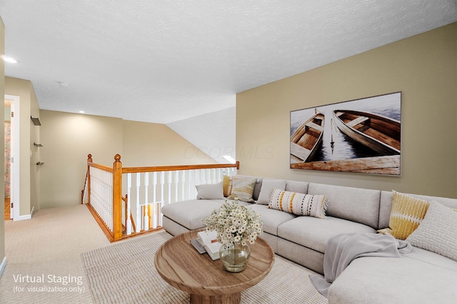 carpeted living room with recessed lighting