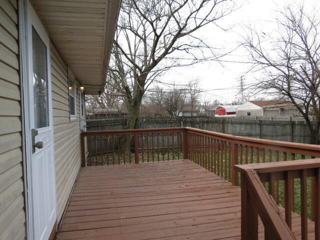 wooden terrace featuring a fenced backyard