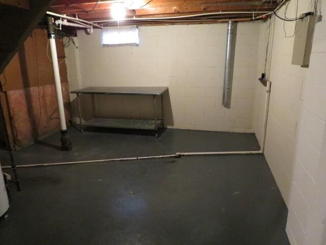 basement featuring electric panel
