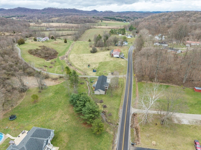 bird's eye view with a rural view and a mountain view