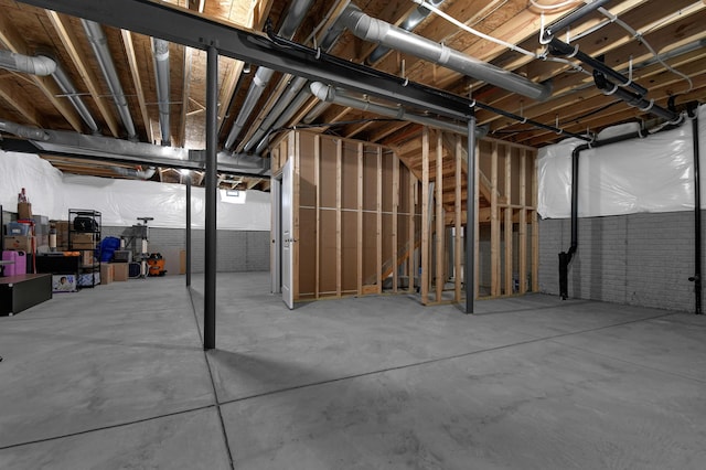 view of unfinished basement