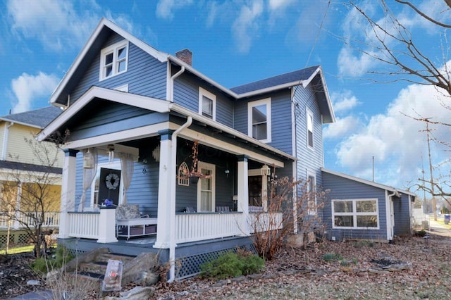 123 Campbell St, Delaware, OH 43015 - view of front of home with a chimney and a porch