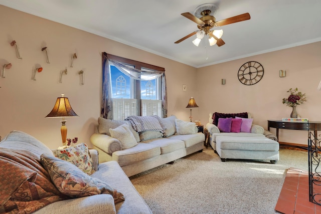 123 Campbell St, Delaware, OH 43015 - living area with ceiling fan and ornamental molding