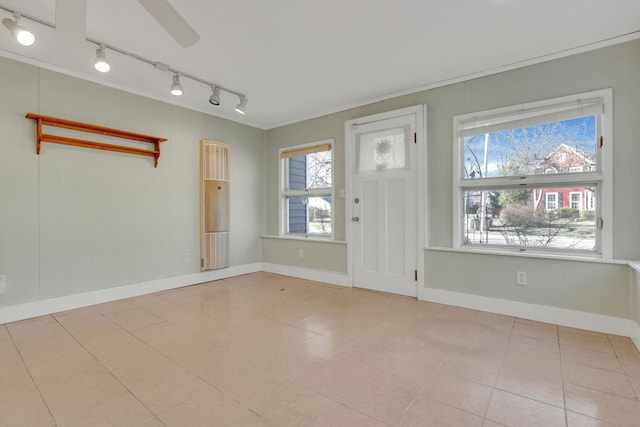 123 Campbell St, Delaware, OH 43015 - entrance foyer featuring plenty of natural light, baseboards, and a ceiling fan