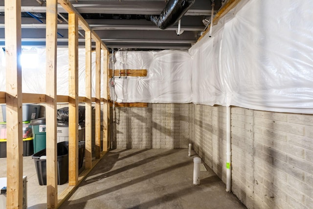 view of unfinished basement